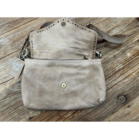 Bolsa Nova Aria Envelope Crossbody Taupe Leather Studs Free People Campomaggi - Picture 2 of 3